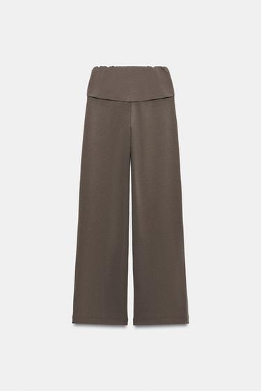 WASHED-EFFECT INTERLOCK TROUSERS - Mink by Zara