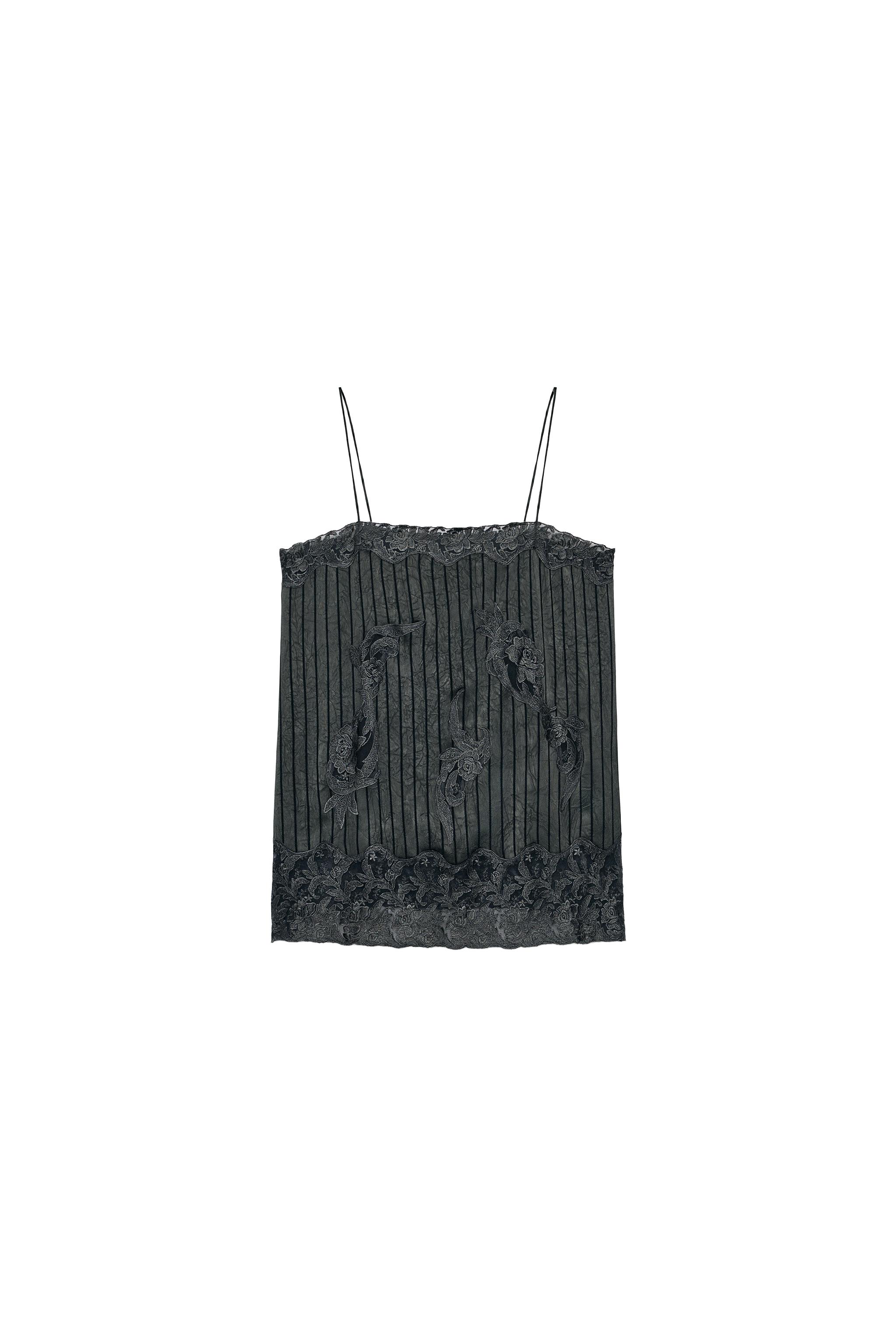 ZW COLLECTION SATIN LACE TOP - Anthracite grey | ZARA United States