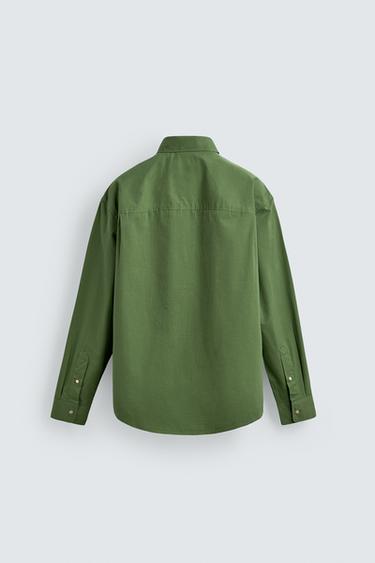 RELAXED FIT POPLIN SHIRT - Apple green by Zara - Image 7