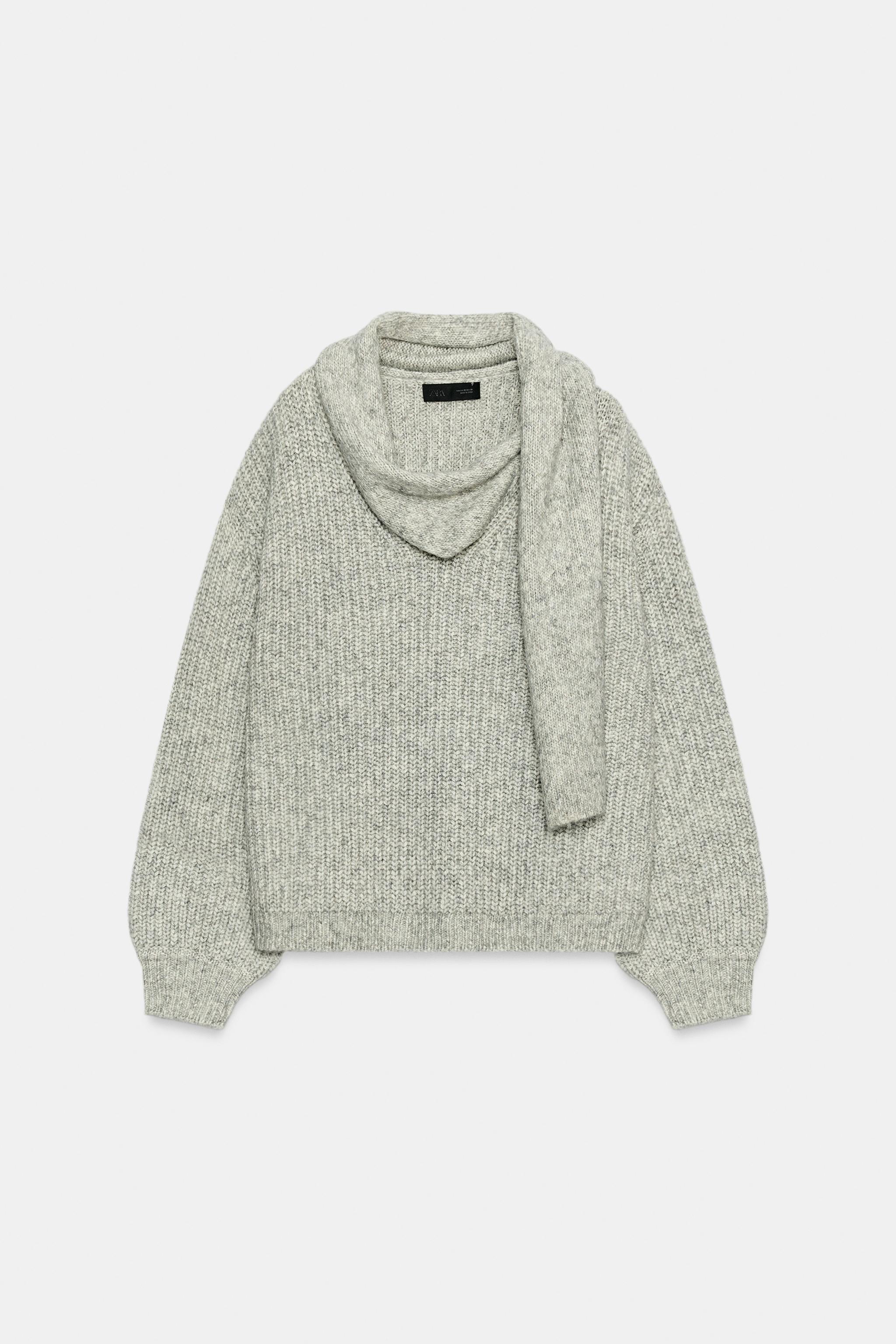 サラ KNIT JUMPER WITH SCARF - Grey marl | ZARA South Africa