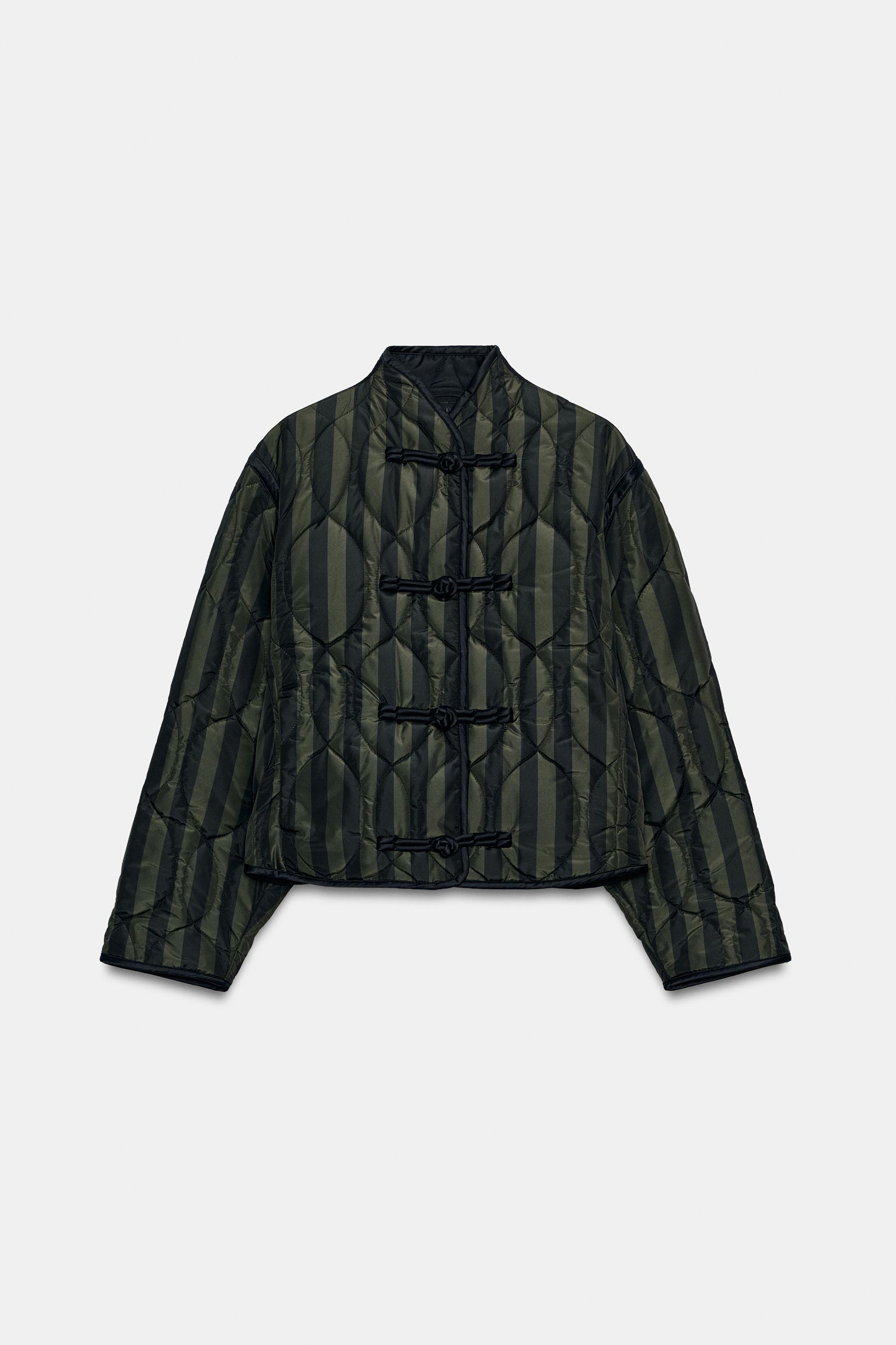 STRIPED QUILTED JACKET WITH FROG FASTENINGS