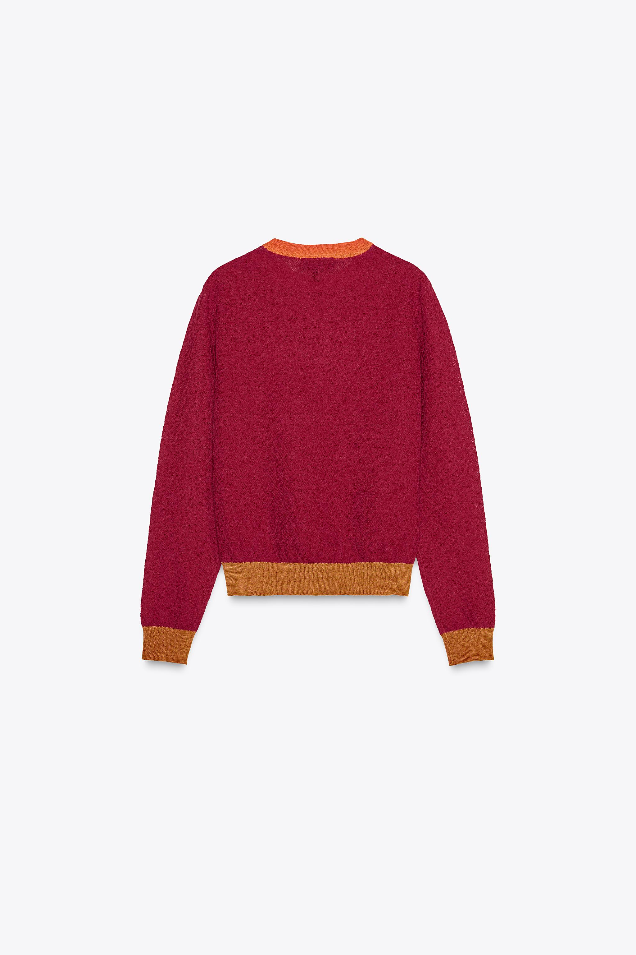カラーブロックニットセーター - レッド/オレンジ | ZARA Japan カラーブロックニットセーター - レッド/オレンジ | ZARA Japan