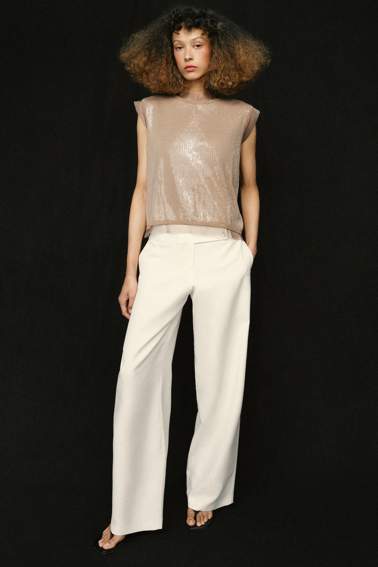 ZARA COMBINED SEQUIN KNIT TOP
