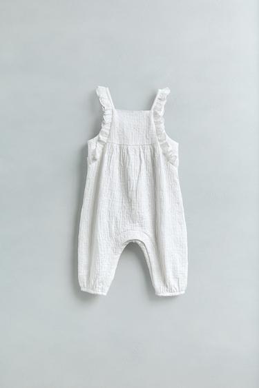 JARDINEIRA COMPRIDA COM BORDADO SUÍÇO - Branco da Zara