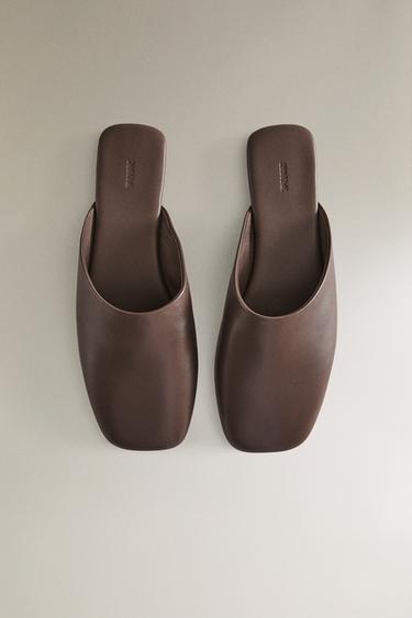 MULES CUIR BOUT CARRÉ - Marron de Zara - Image 2