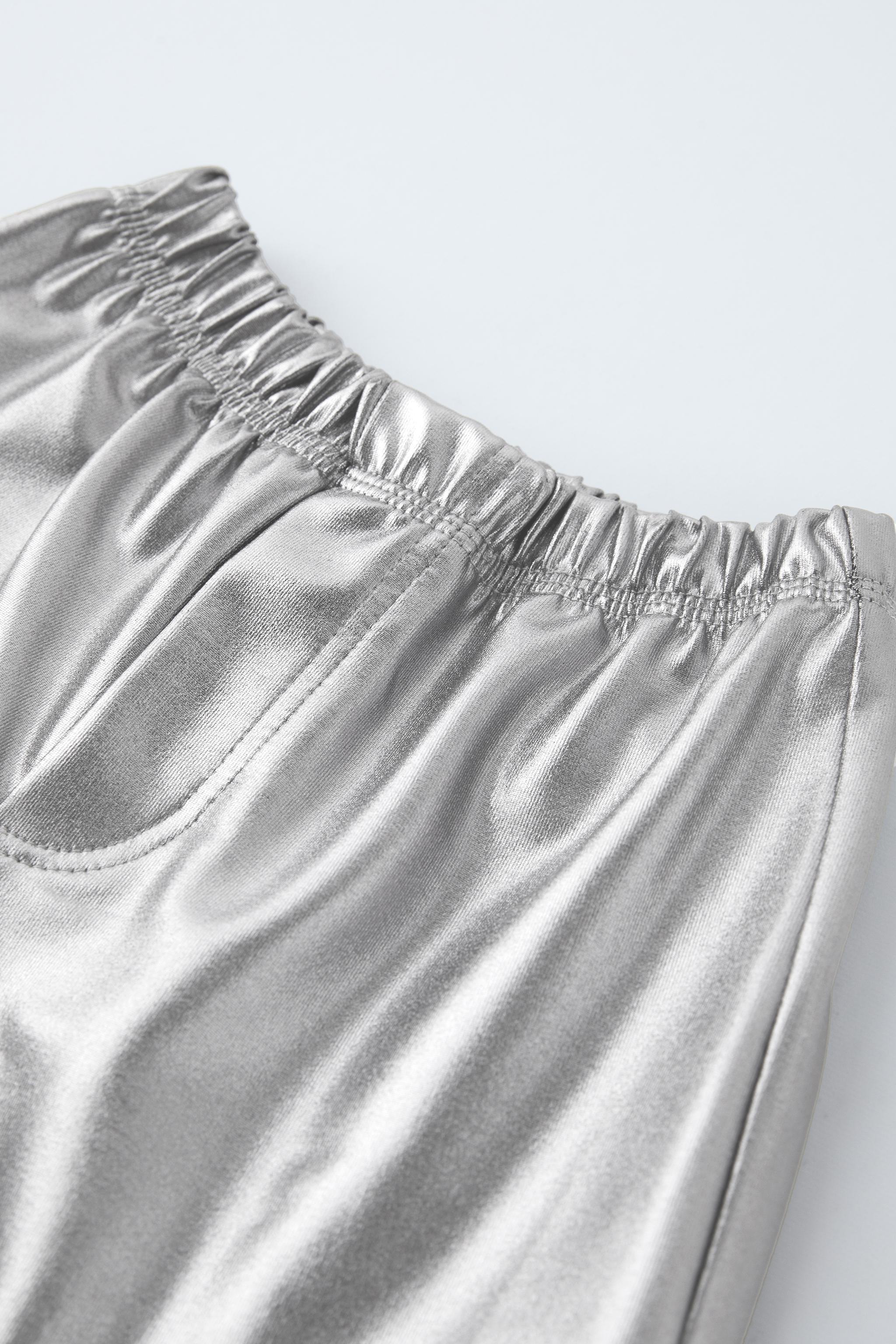 Zara silver metallic joggers - blogger favorite