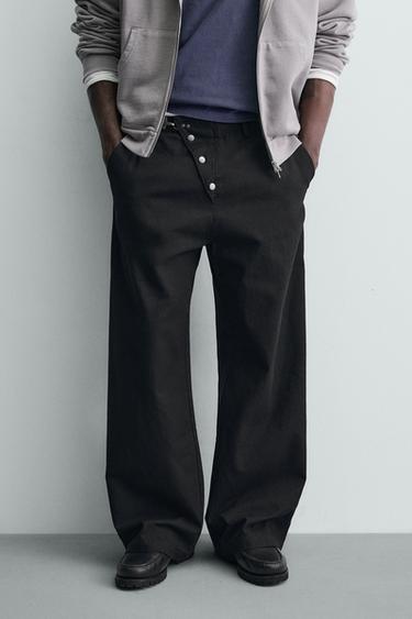 PANTALON COUPE LARGE FERMETURE BRANDENBOURG - Noir de Zara - Image 1