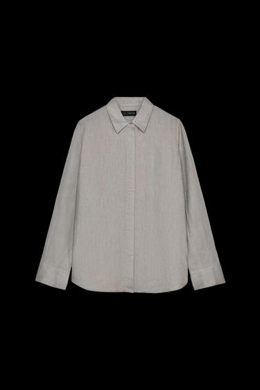 CAMISA LINO 100% ZW COLLECTION - Gris claro de Zara - Imagen 0