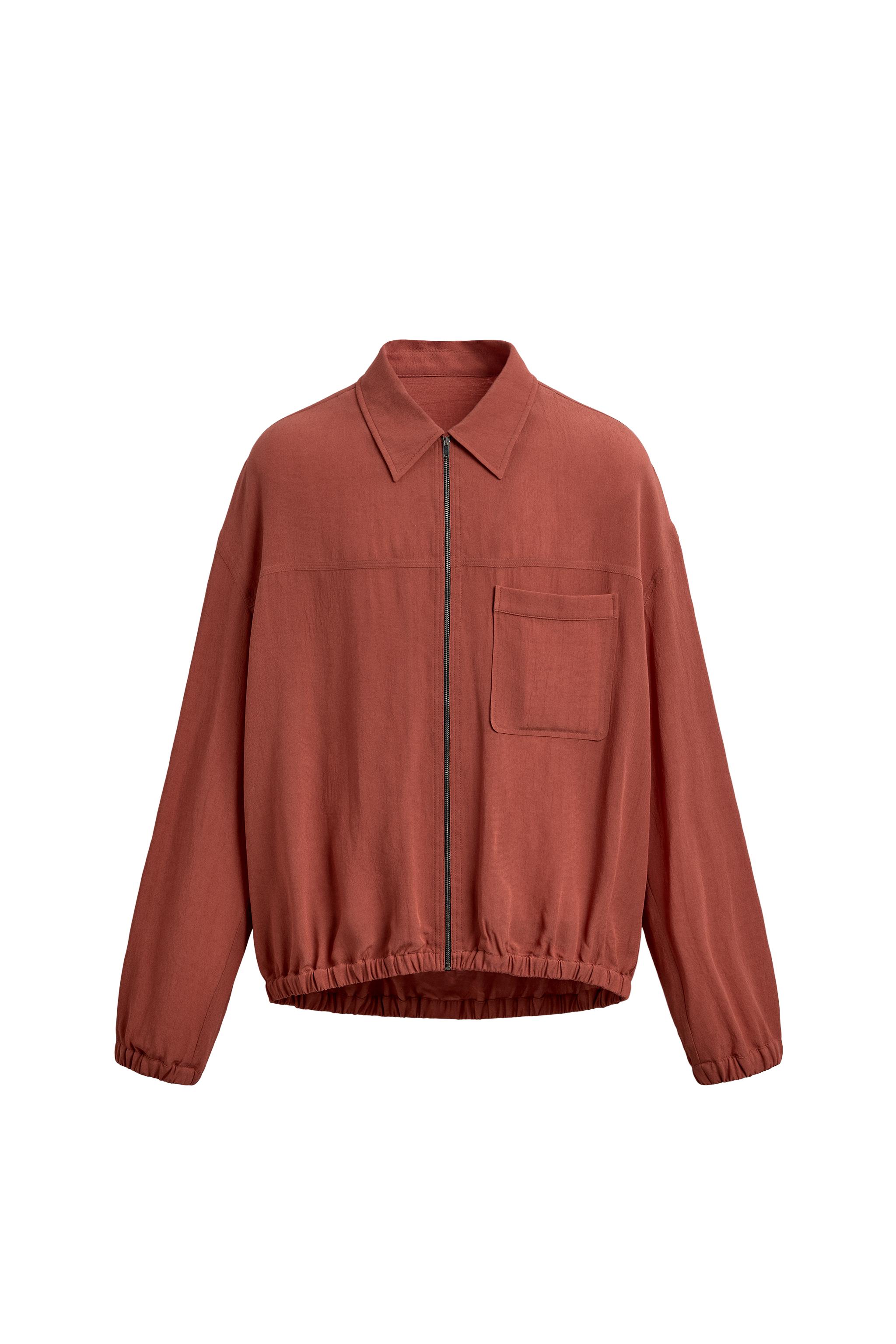 リラックスフィットジップシャツジャケット - コーラル | ZARA Japan 