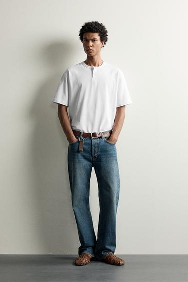 REGULAR FIT HENLEY T-SHIRT - White by Zara - Image 0