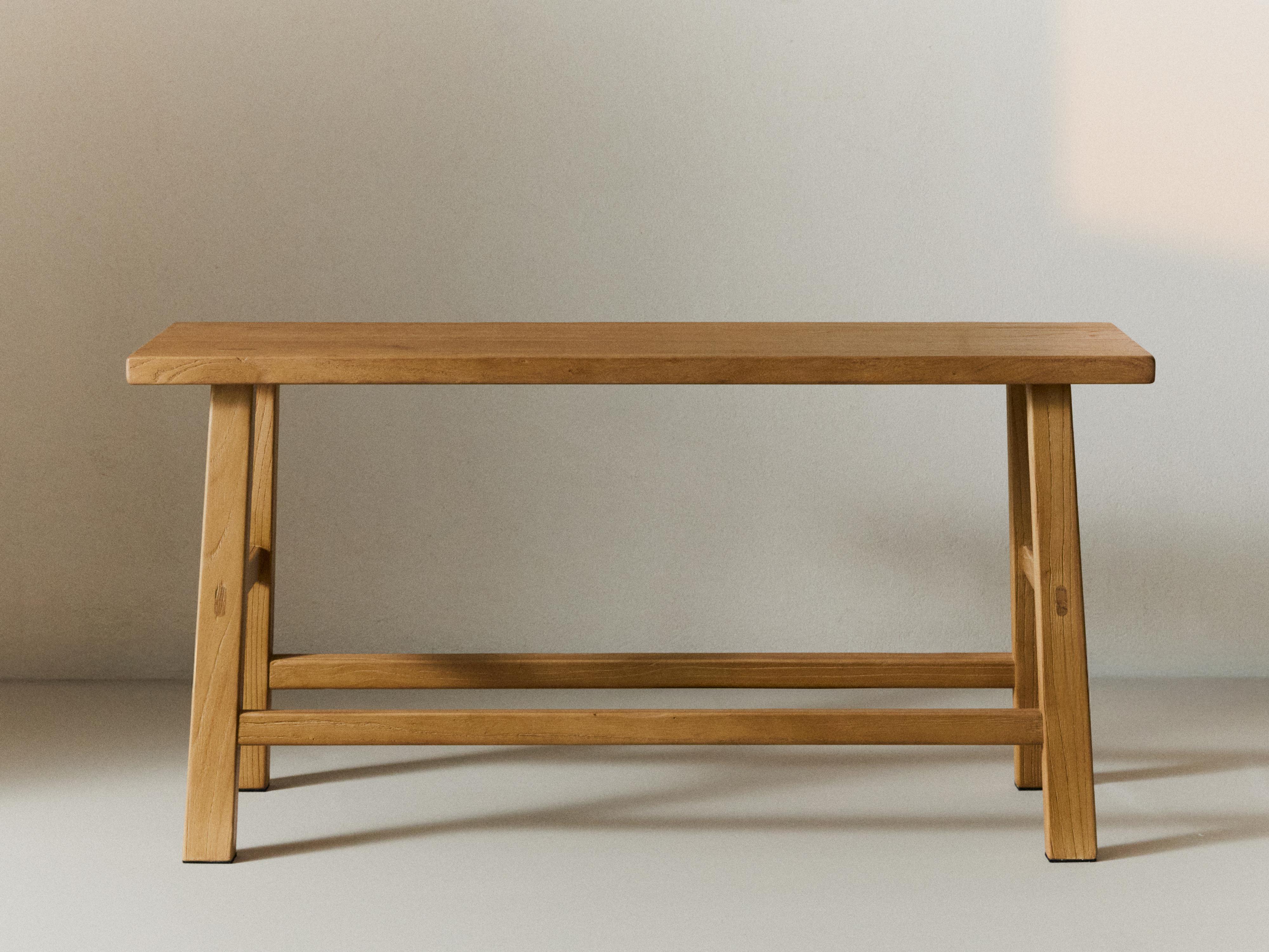 ELM WOOD BENCH — Light beige