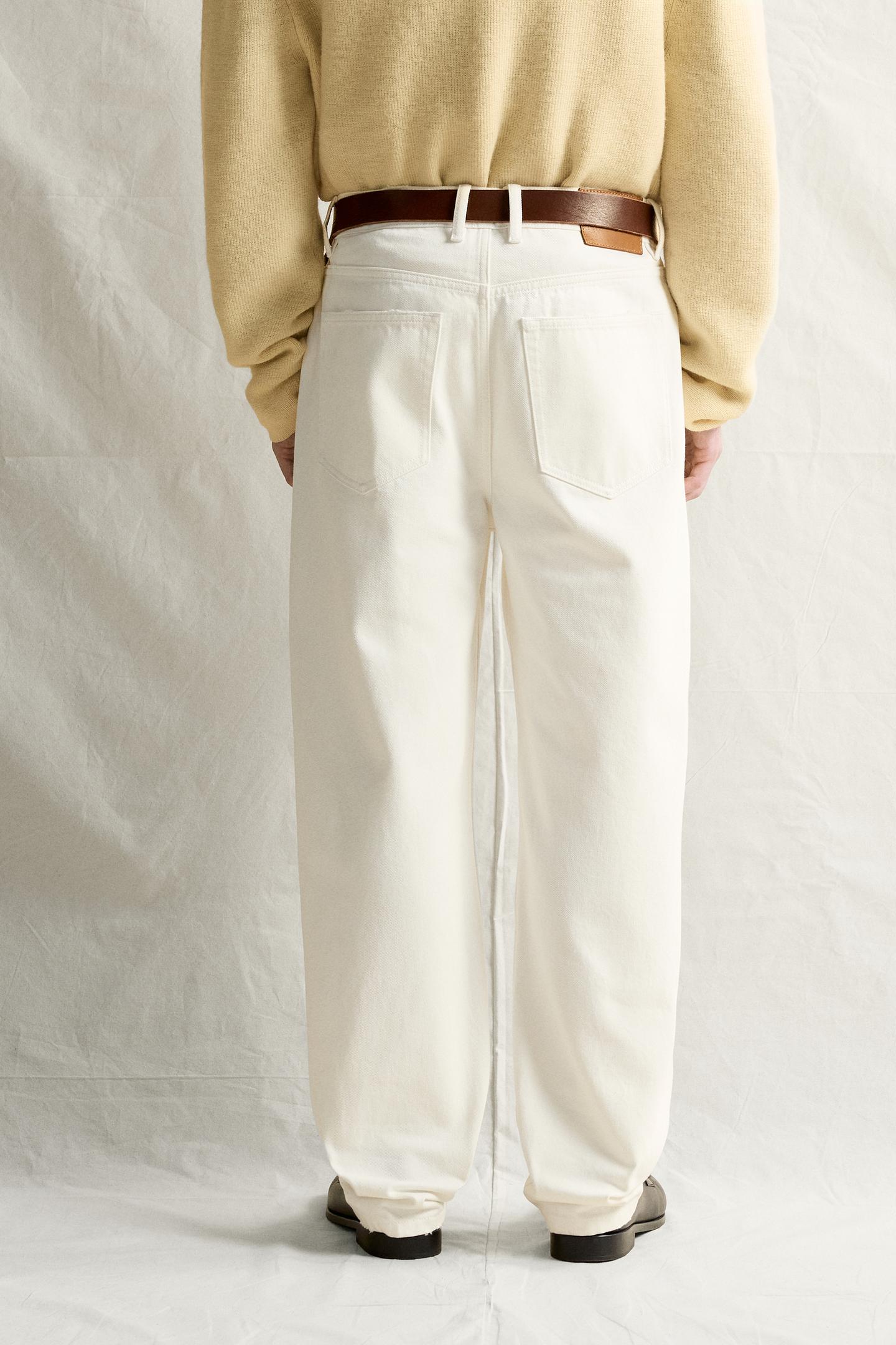 Мужские джинсы Zara Baggy Fit, цвет: Белый — фото 3