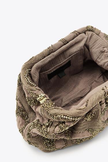 EMBROIDERED BEADED BAG - camel by Zara - Image 5
