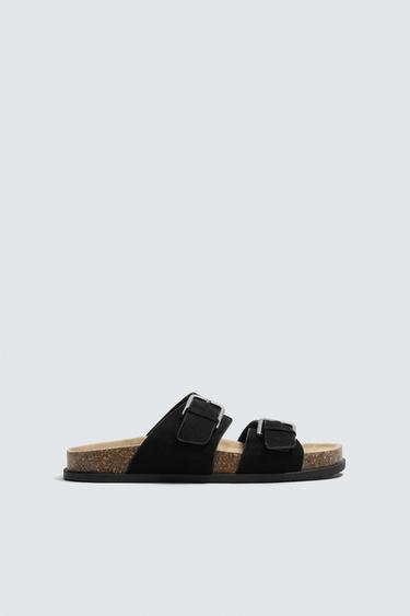 КОЖАНЫЕ САНДАЛИИ С РЕМЕШКАМИ — Черный от Zara