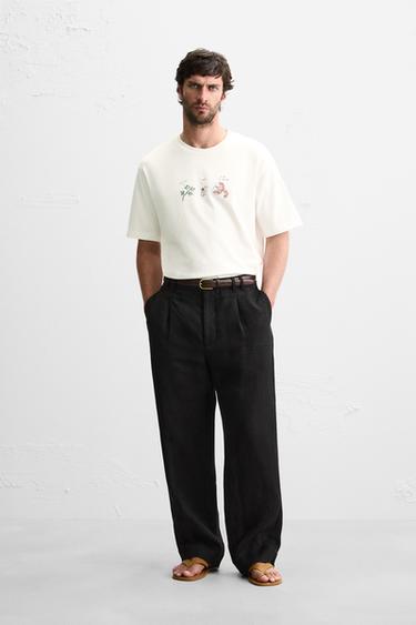 CAMISETA BORDADO COMBINADO - Blanco roto de Zara - Imagen 0