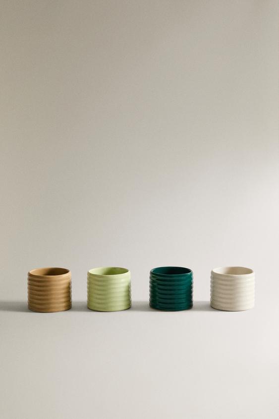 CONJUNTO DE PORTA-GUARDANAPOS DE CERÂMICA COM RELEVO (CONJUNTO DE 4) - VERDE da Zara - Imagem 0