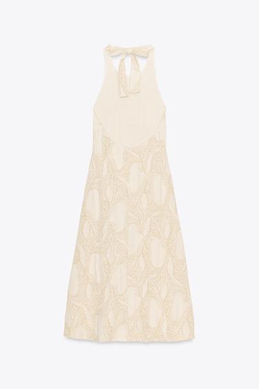 ROBE HALTER JACQUARD - Doré de Zara - Image 6