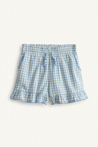 BERMUDAS CADROS BORDADOS LIMITED EDITION - Azul/Branco de Zara