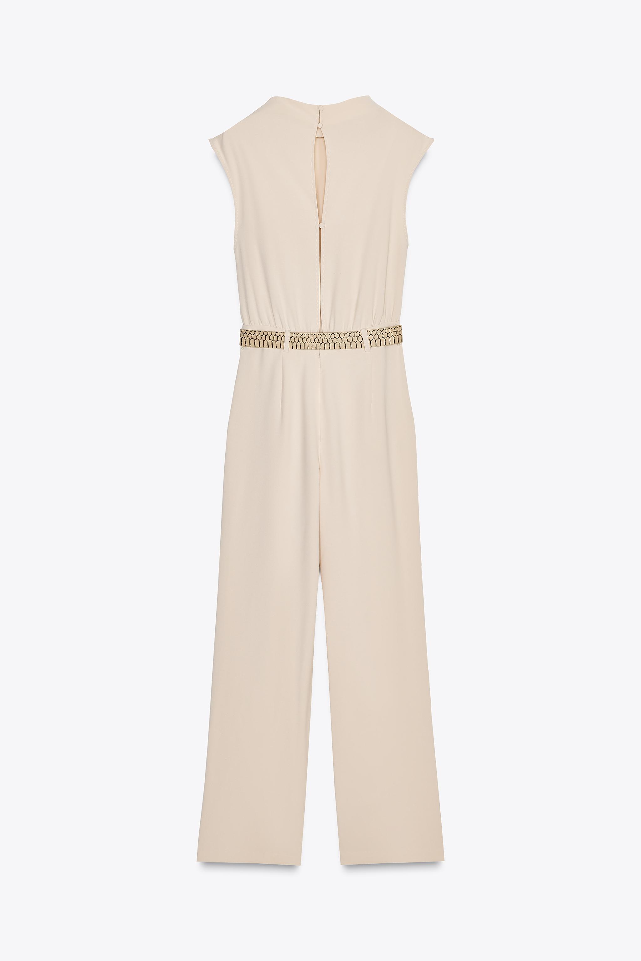 【ZARA】ベルト ジャンプスーツ ベージュ | 1971/156/710 ベルト ジャンプスーツ - ベージュ | ZARA Japan / 日本