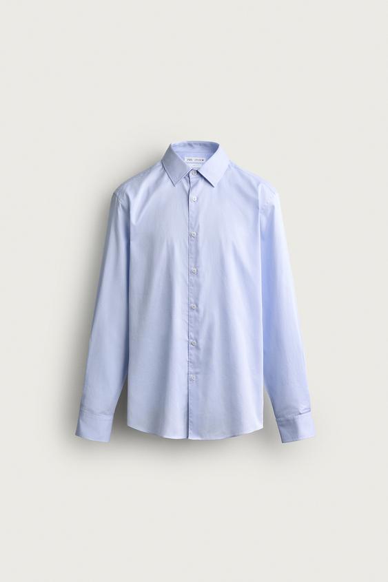 STRIPED SLIM FIT SHIRT - Sky blue by Zara - Image 0