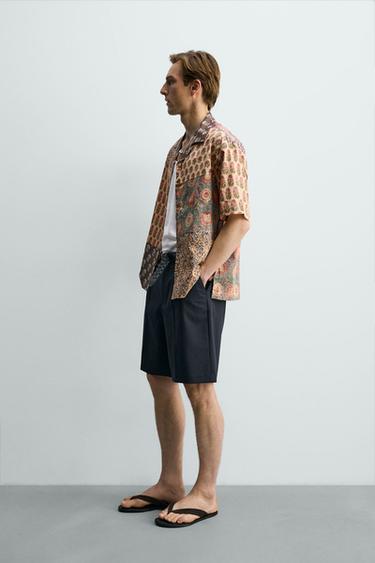 RELAXED FIT PATCHWORK PRINT SHIRT - Ochre by Zara - Image 3