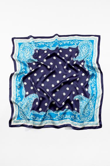 PAÑUELO ESTAMPADO LUNARES - Azulón de Zara