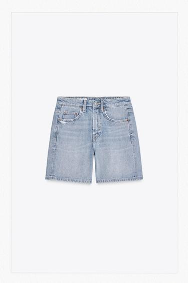 TRF MID-RISE DENIM BERMUDA SHORTS - Light blue by Zara