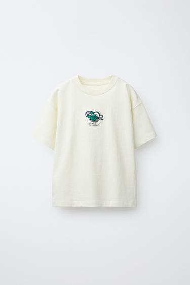 Zaras T-SHIRT MED TRYCK - Ljusblå