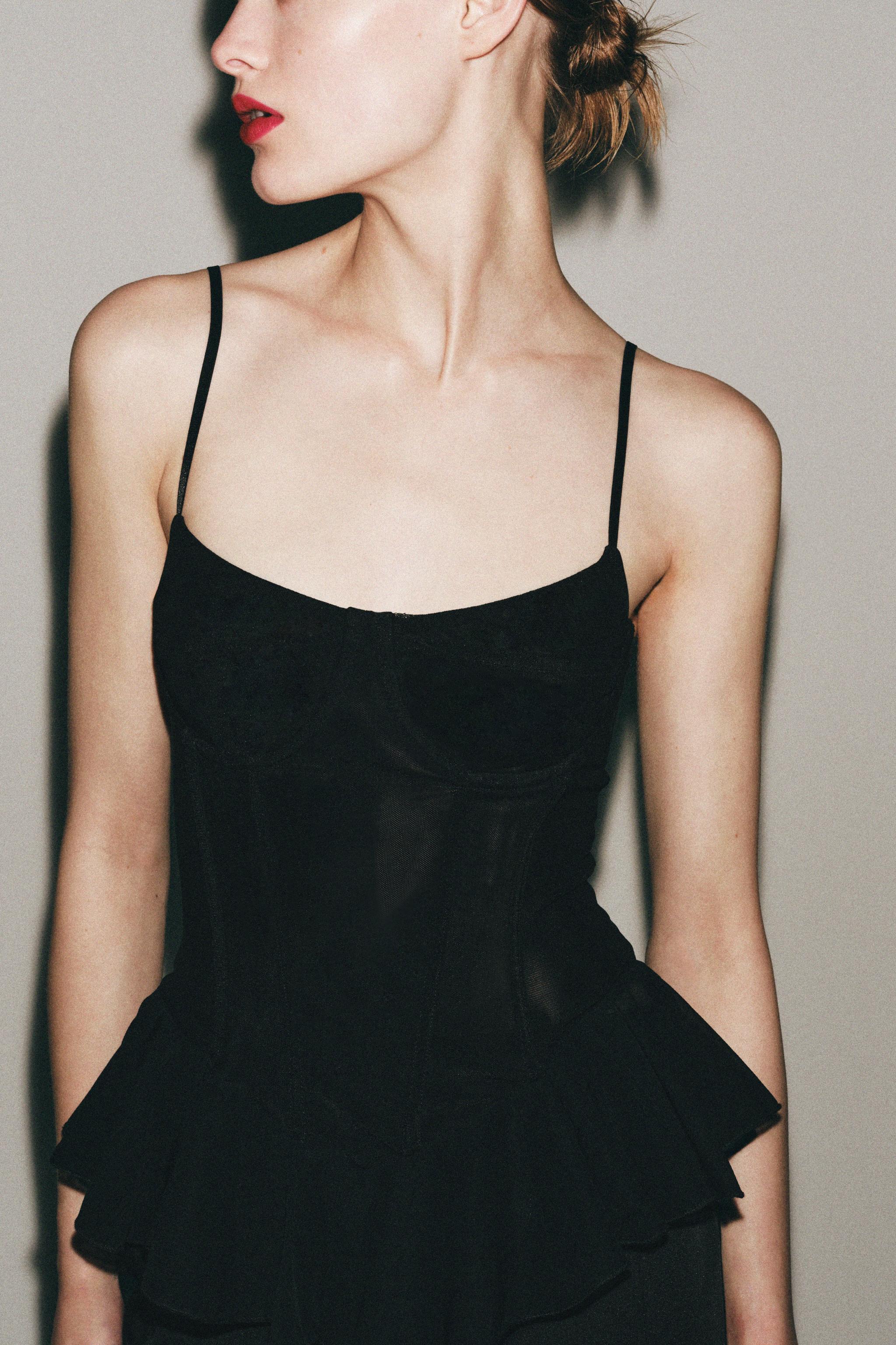 CORSET TULLE À VOLANTS