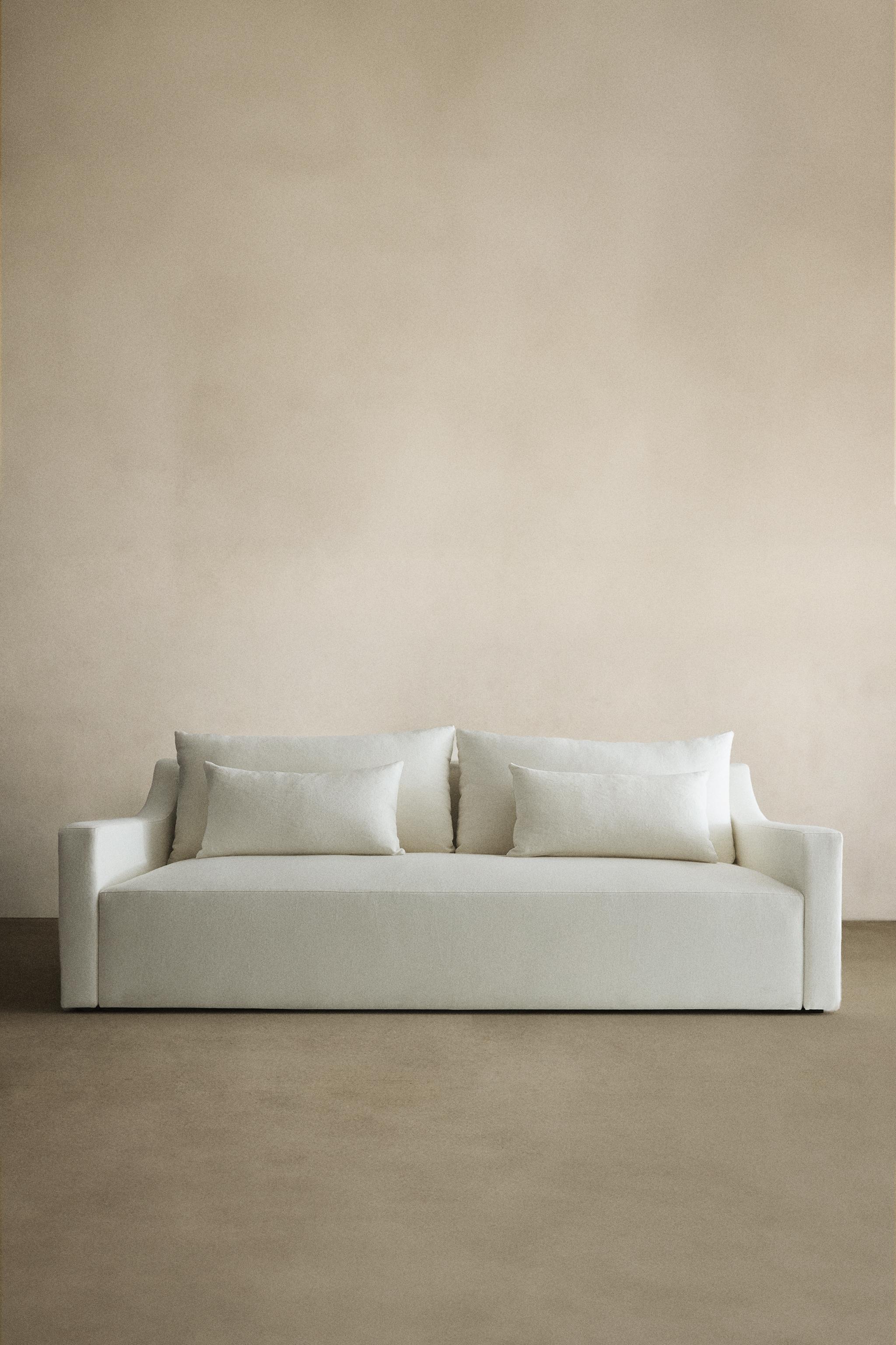 WASHED LINEN SOFA — Oyster-white