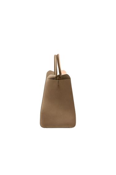 BOLSO SHOPPER PIEL NOBUK - Blanco Crudo de Zara