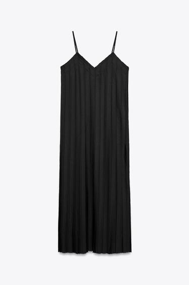 VESTIDO MIDI PLISSADO ZW COLLECTION - Preto da Zara