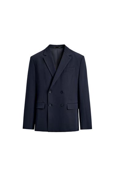 BLAZER متصالب مريح - بحري الخاص بـ Zara