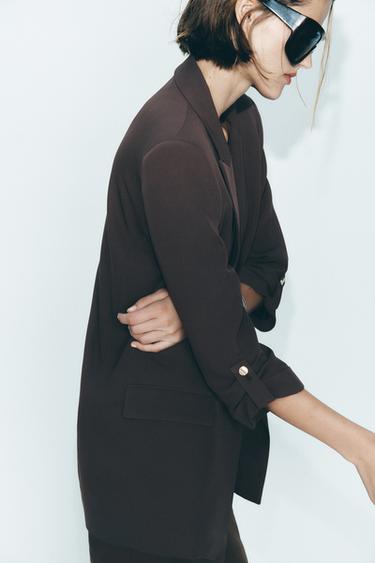 BLAZER DE MANGA DOBRADA - Marrom da Zara