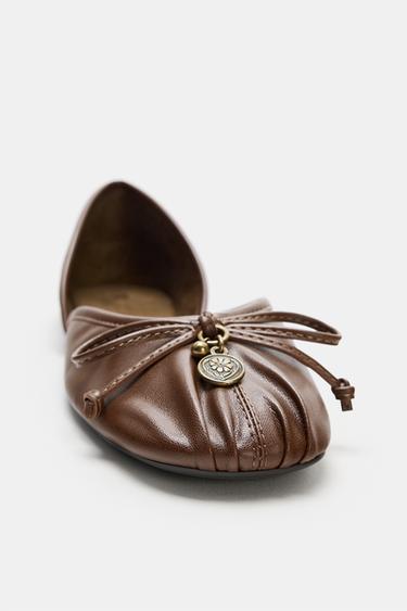 BALLERINAS WITH BOW DETAIL - Brown by Zara - Image 2