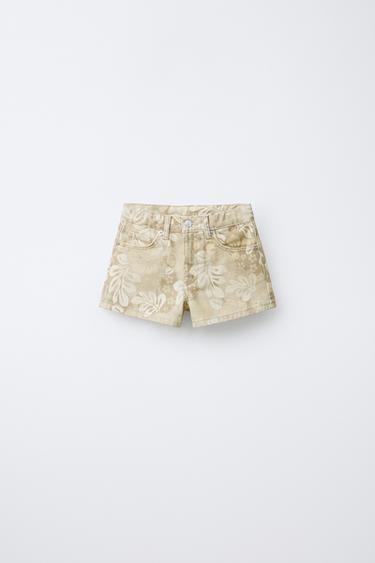 BERMUDA DENIM ESTAMPADO HOJAS - Amarillo de Zara - Imagen 0