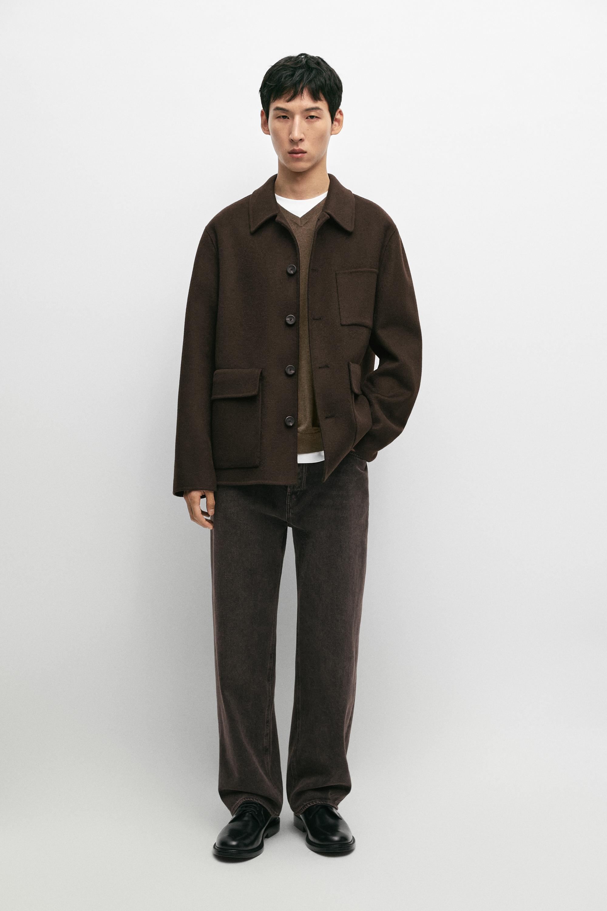 Double wool fabric overshirt - Chocolate | ZARA United States