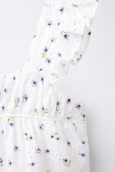 ROBE BRODERIES FLEURS - Écru de Zara - Image 2