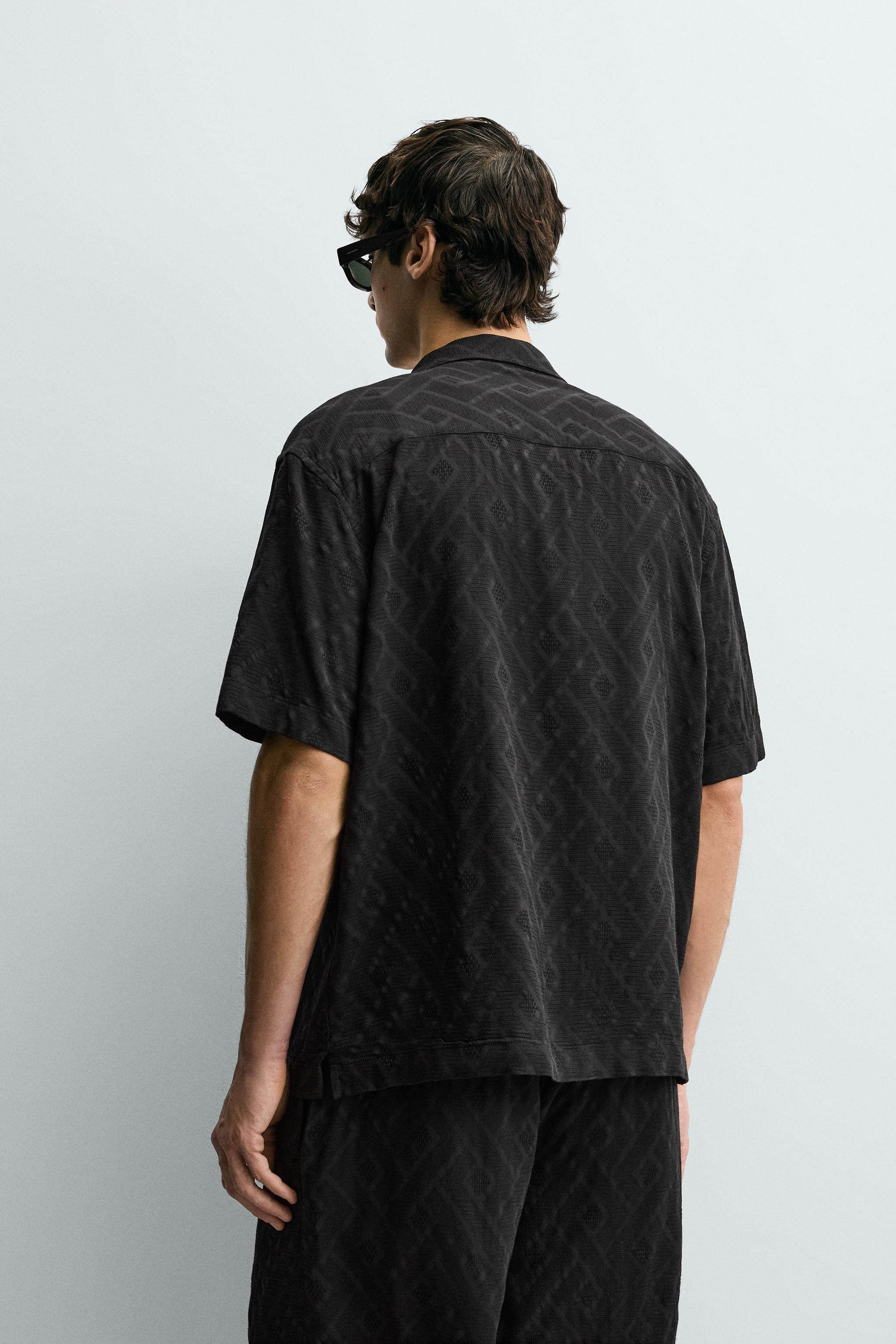 Мужские рубашки Zara GEOMETRIC JACQUARD SHIRT — фото 3