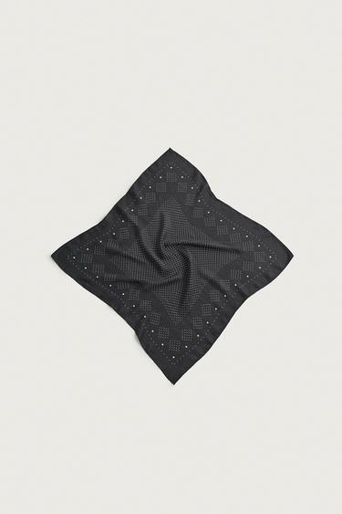 BANDANA 100% SEDA ESTAMPADO GEOMÉTRICO - Marino de Zara