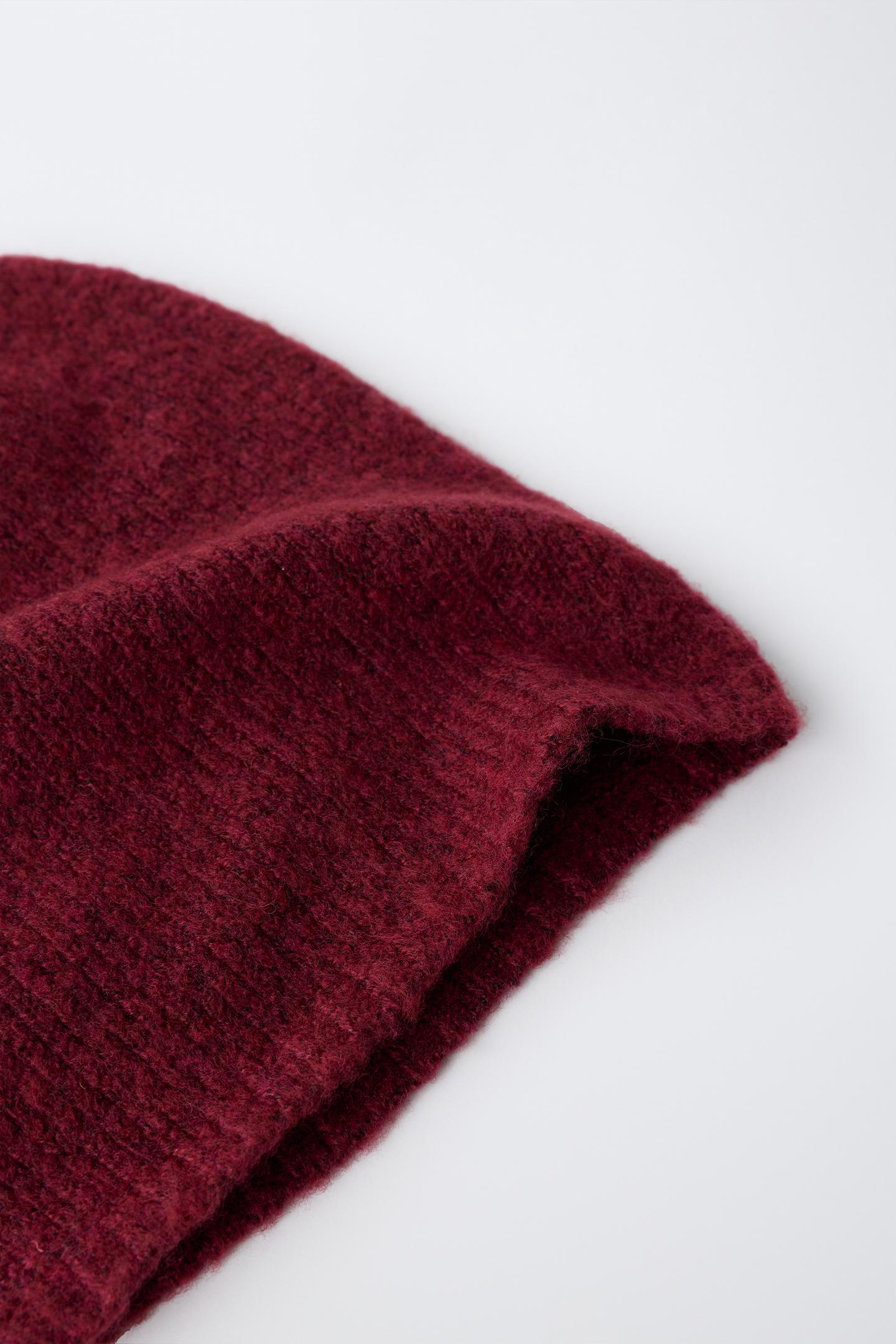 Детская шапка Zara Fine-Knit Beanie, цвет: Бордовый — фото 3
