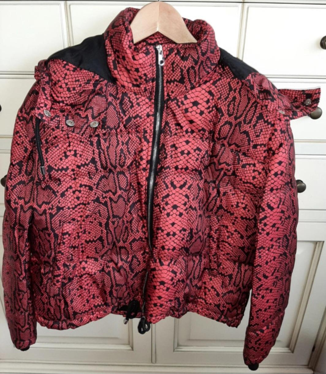 SNAKESKIN PRINT PUFFER JACKET