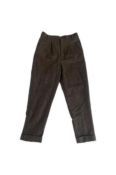 PANTALÓN GRIS MARRÓN CON BAJO DOBLADO Y DE TIRO ALTO