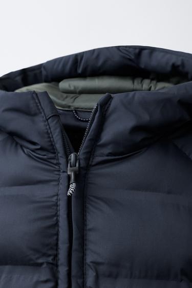 WATER-REPELLENT ULTRALIGHT PADDED LONG JACKET - Navy blue by Zara - Image 4