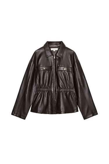 CHAQUETA EFECTO PIEL CINTURA ELÁSTICA - Marrón de Zara