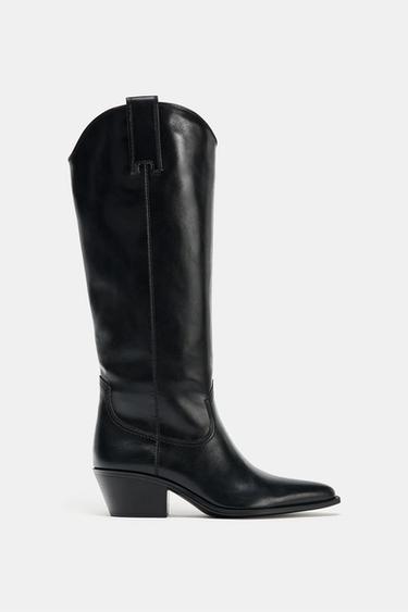 Zara COWBOY KNEE HIGH BOOTS - Black - Image 0