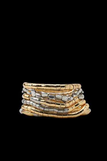 PACK OF ASSORTED ELASTIC BRACELETS - Gold / Silver by Zara