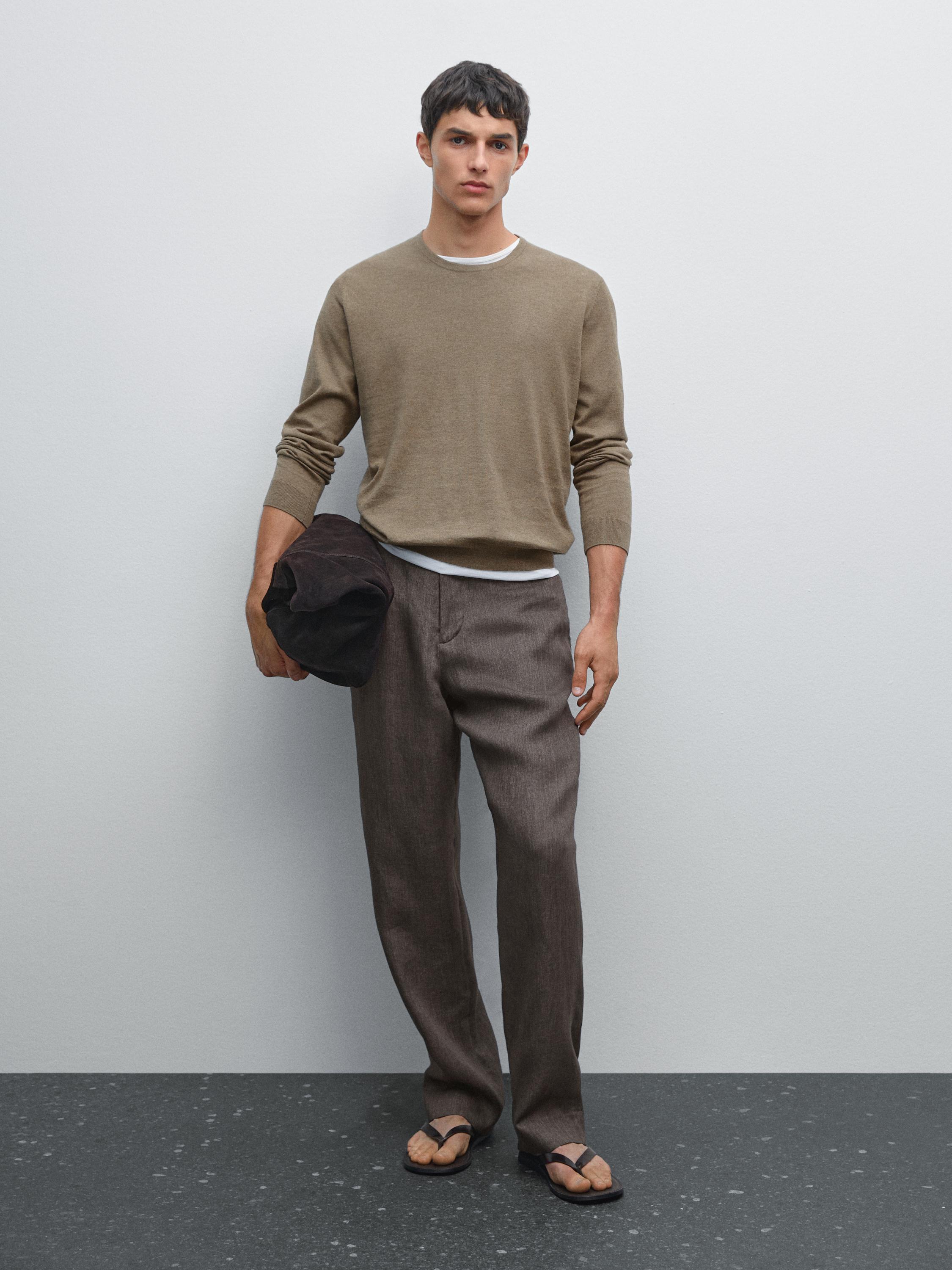 Long sleeve cotton knit sweater