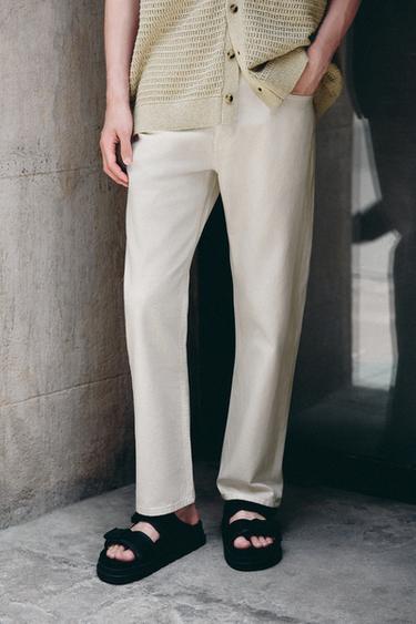 REGULAR STRAIGHT-LEG JEANS - Oyster-white by Zara