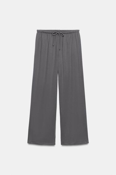 PANTALON FLUIDE À CORDONS - Gris bleu de Zara - Image 5